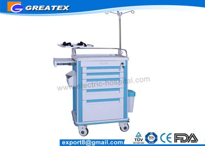 China Medical Trolley with Drawers on Wheels Stainless Steel Guard Rail With Four Aluminum Columns for sale