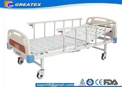 China Aluminum Alloy Handrail Single Crank Manual Hospital Bed With Silent Wheels for sale