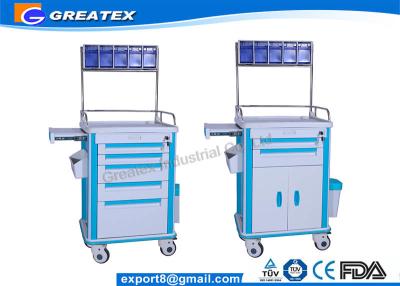 China Hospital Emergency Crash Cart ABS Emergency Anesthesia Trolley Cart for sale