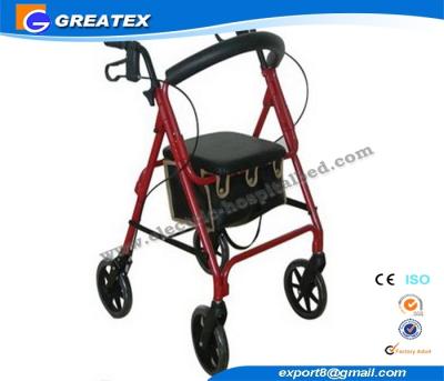 China Lightweight folding rollator 4 wheel walker , folding walking frames for the elderly for sale