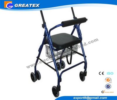 China Aluminum 4 Wheel rolling walker with seat and Brakes for patient Rehabilitation for sale