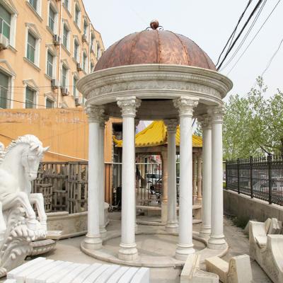 China Traditional Customized Outdoor Hand Carved Large Luxury Natural Stone Marble Gazebo Garden Gazebo for sale