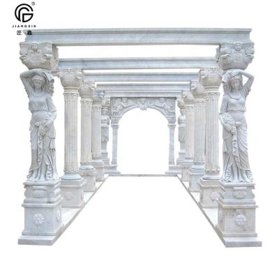 China Traditional Custom Luxury Large Column Garden Wedding Decoration Stone Gazebos White Marble Gazebos For Sale for sale