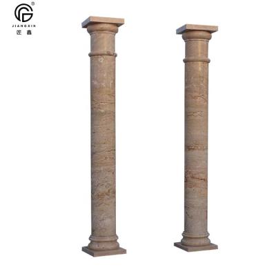 China Solid Customized Natural Marble Hand Carving Decorative Pillar Roman Columns for sale