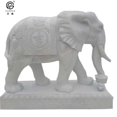 China Modern Outdoor Animal Elephant Sculpture Stone Decoration Garden Marble Statue for sale