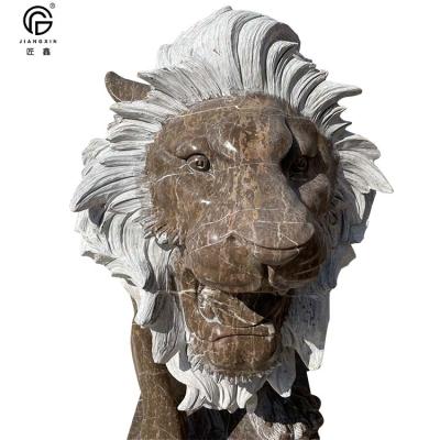 China Modern western outdoor natural stone sculpture stone lion decoration garden lion marble statue for salt for sale