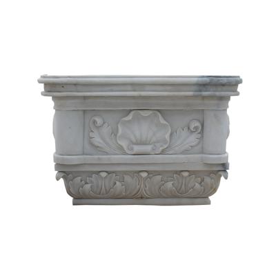 China Modern Custom Hand Carved Holy Pulpit Sculpture Natural Marble Stone Flower Pots for sale