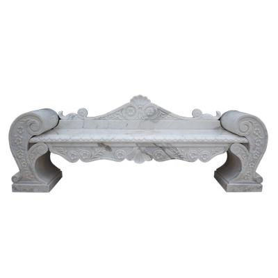 China Modern Natural Marble Hand-Carved Decorative Garden Bench for sale