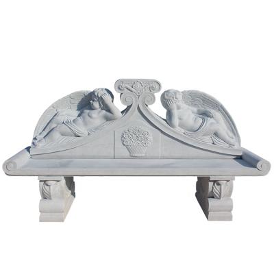 China Traditional European Style Hand-Carved Natural Marble Garden Bench for sale