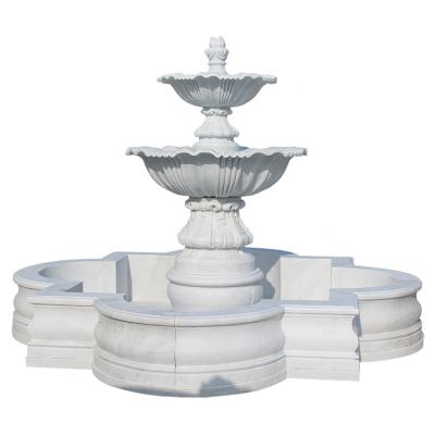 China modern natural stone white marble water fountain for garden decoration for sale