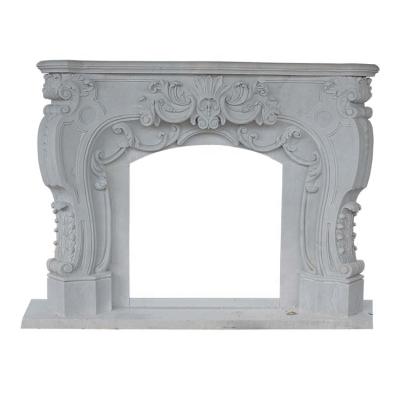 China Traditional Hot Sale Indoor Natural Stone Surround White Marble French Fireplace for sale