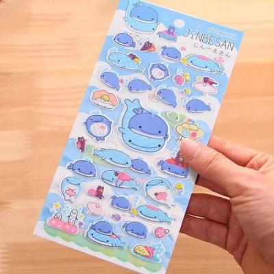 China Custom Cute Cartoon 3d Foam Child Cartoon 3d Stickers Marine Organism Dolphin Shark Fish Decorative Sticker, Soft PVC Foam Puffy Sticker for sale