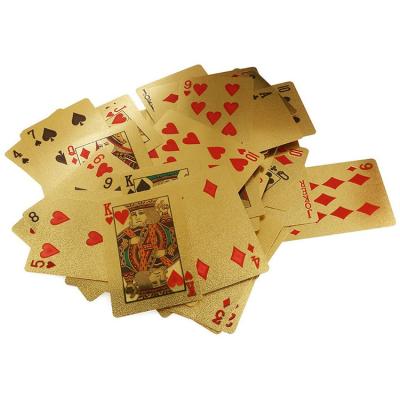 China Entertaiment Game Cards 24K Gold Game Cards Poker Game Deck Gold Foil Poker Set Plastic Magic Card Waterproof Cards for sale