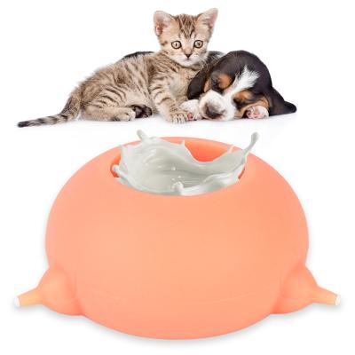 China New Non-automatic Cat Feeding Water Bottle Pet Milk Bowl Sucking Milk Feeding Device Bionic Silicone Automatic Nipple Cat Dog Bowl Milk Feeder for sale