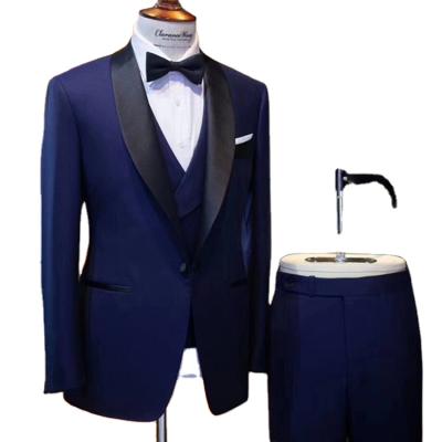 China MTM Luxury Anti-Shrink Mens Navy Tuxedo Suit, Bespoke Mens Wedding Suit for sale