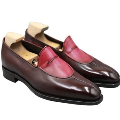 China Light Bespoke Italian Calfskin Red Men Shoes For Wedding Party for sale