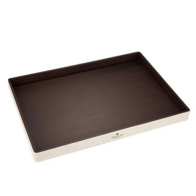 China Endurable wooden  brown leather serving tray for hotel suppliers for sale