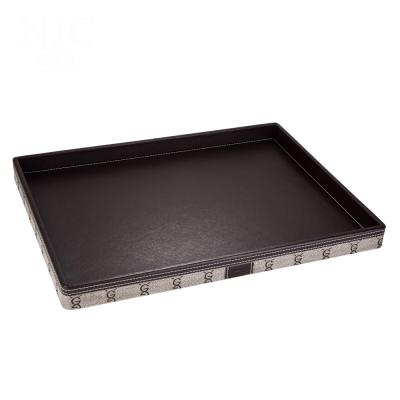 China Free sample Endurable Modern design leather serving tray in brown for hotel supply for sale