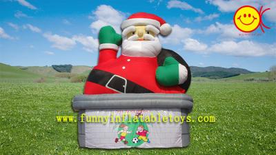 China White / Red Color Inflated Santa Claus , Oxford Cloth Inflatable Father Christmas for sale