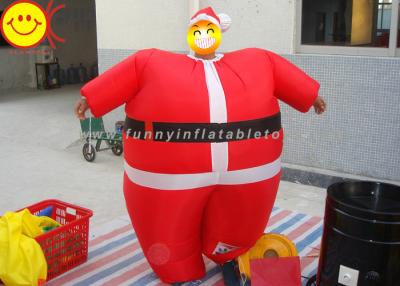 China Nylon Lightweight Advertising Costumes , Red Inflatable Santa Costume With Fabric Material for sale