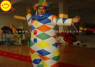 China Nylon Multicolor Inflatable Clown Costume With Hat Suitable For 1.8 Meters Man for sale