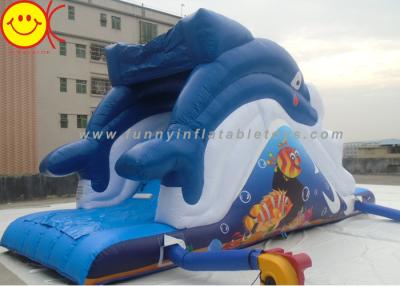 China Outdoor Dolphin Inflatable Water Slide Blue Dolphin Waterpark Slide for Adults and Kids for sale