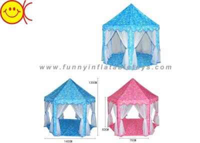 China Pink / Blue Colors Inflatable Tent , Kids Princess Tent House For Game for sale