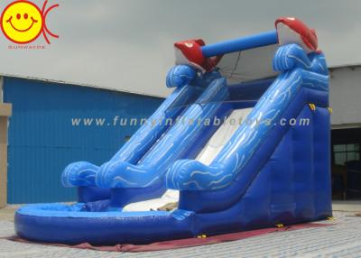 China Two Slides Blue Sea PVC Inflatable Water Slide With Pool For Adults / Kids for sale