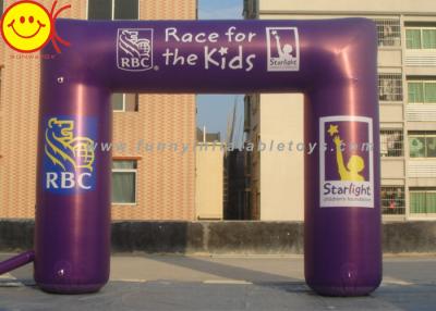 China Event Nylon Fabric Custom Purple Inflatable Race Arch With Banners 13ft - 50ft Wide for sale