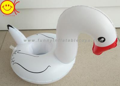 China 6P 0.25mm PVC White Inflatable Water Floats Mini Swan Cup Holders With Red Mouth for sale