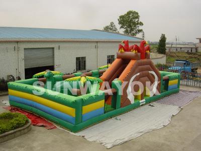 China Durable 0.55 mm PVC Inflatable Funland Dinosaur Inflatable Play Park For Rental for sale