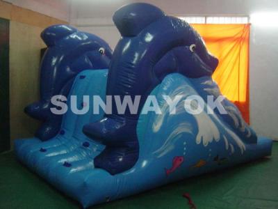 China Rental Funny Blue Dolphin FR water inflatable slide For Garden , SGS for sale