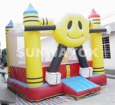 China Smiling Face Commercial Inflatable Bouncers With Logo Printing For Rental for sale