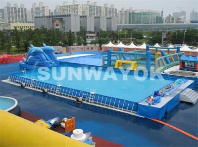 China Durable Waterproof Rectangular Portable Swimming Pools With Silde for sale