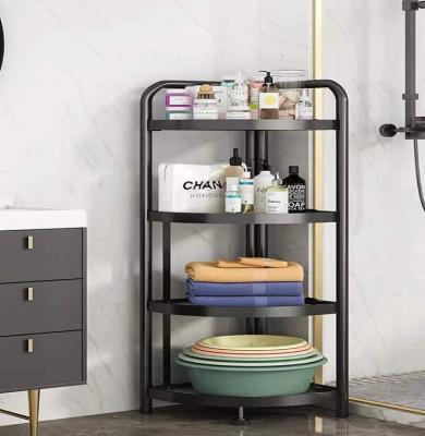 China Standing Type Stored Stainless Steel Multi-Layer Household Organizer Corner Shelf Adjustable Storage Rack for sale