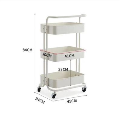 China Stored Beauty Salon Trolley Household Storage Rack Hairdressing And Nail Care Tools Three-Layer Metal Storage Trolley for sale