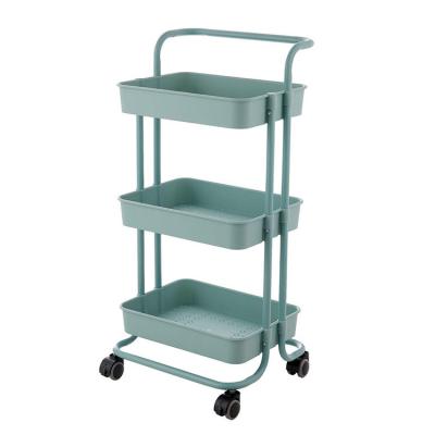 China Factory Direct Supply Stored Nordic Style 3 Layers Trolley With Armrests Kitchen Racks Removable Bathroom Baby Supplies Storage Rack for sale