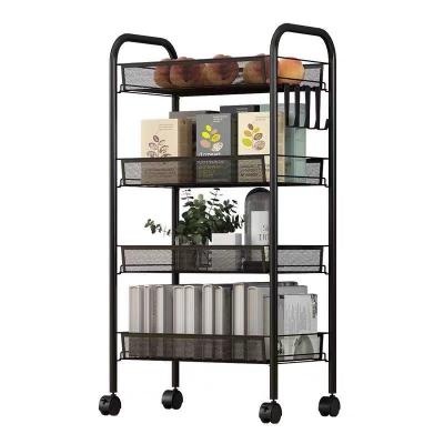 China Multi-function Mobile Storage Rack Four-Layer Hot Vegetable Trolley Basket Shelf Kitchen Vending Fruit And Vegetable Storage Rack for sale