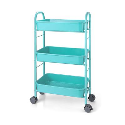 China High Quality Stored 3 Layers Metal Kitchen Storage Rack Fruit And Vegetable Storage Cart Storage Racks With 4 Wheels for sale