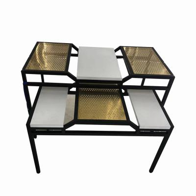 China Home Appliance Customized Clothing Store Shelf Display Rack High End High End Floor Clothing Double Display Rack for sale