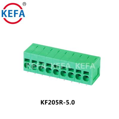 China PA66plastic Launch New Design KF205R-5.0 5mm Hot Sale Green Color PCB Spring Terminal Block Wire Block for sale