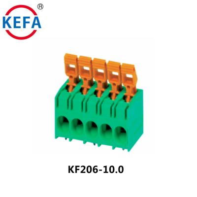 China PA66plastic KEFA KF206-10.0 PCB PA66 PCB Spring Terminal Block Connector Terminal Lug Block Spring for sale