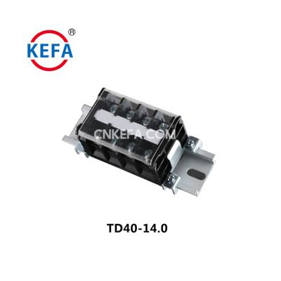 China KEFA TD40-14.0 600V 40A 20-8AWG Brass Nickel Plated Pitch Terminal Block for Din Rail for sale