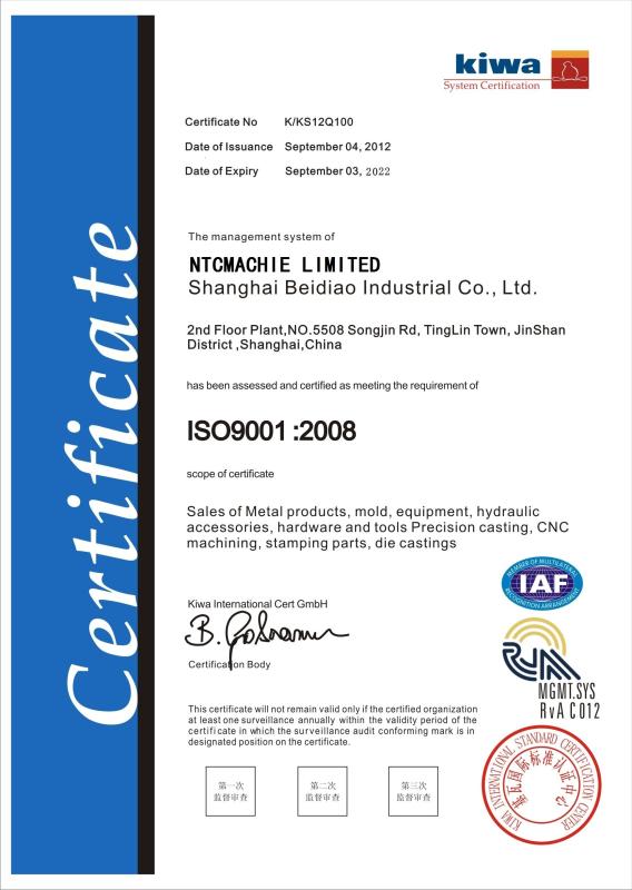 ISO9001:2008 - NTCMACHINE LIMITED