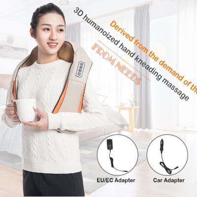 China A Dropshipping Electric Heating Neck Shiatsu Massager Portable Neck Massager Kneading Device with Heat Back Neck Shoulder Massager Belt for sale