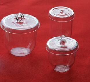 China High quality transparent quartz glass crucible with lid cutomized dimension fused quartz crucible for sale