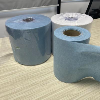 China Free Sample Stocked Custom Heavy Duty Wipes Cleaning Blue Industrial Nonwovens Hand Paper Towel Paper Roll for sale