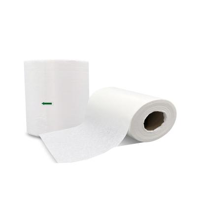 China Blue Disposable Wood Pulp and Polyester Workshop Car Workshop Paper Towel Roll Viable Spunlace Heavy Duty Industry Wiping Paper Roll for sale