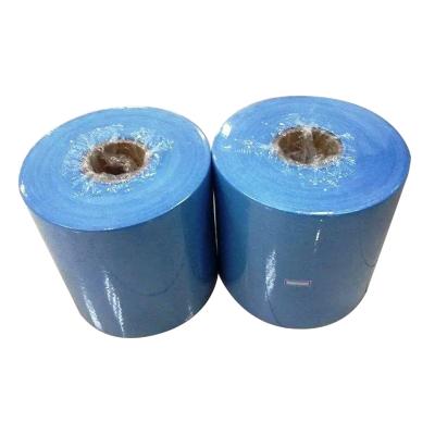 China Blue 55% Sustainable Wood Pulp 45% Polyester Paper Towel Roll Shop Cellulose Industrial Cleaning Mopping General Purpose Cloth Rag for sale