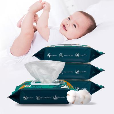 China OEM/ODM softcare anti bacterial baby wet cleaning wipes 80pcs/bag unscented adult female wet flushable toilet wipes for sale